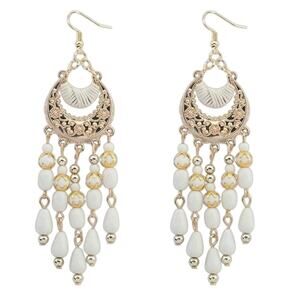 Free People Elegant Gold and White Chandelier Earrings